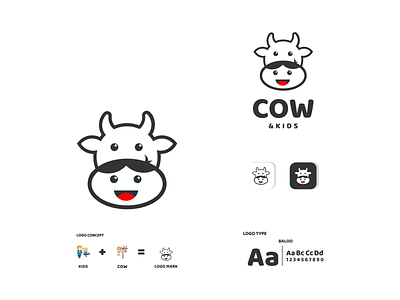 cow and kids animals app branding cow design icon illustration kids logo typography ui ux vector
