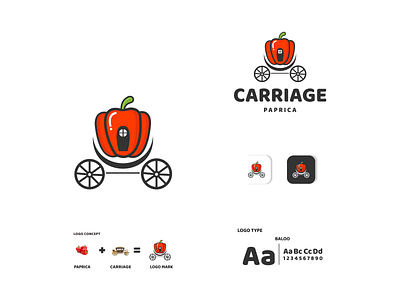 carriage and paprica app branding carriage design icon illustration logo paprica typography ui ux vector vegetable