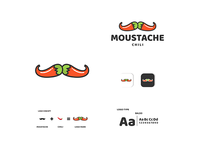 MOUSTACHE AND CHILI app branding chili design icon illustration logo moustache typography ui ux vector