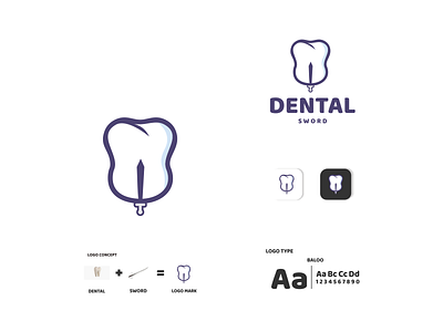 dental and sword app branding dental design icon illustration logo sword typography ui ux vector