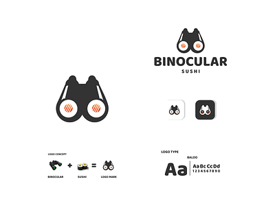 binocular and sushi app binocular branding design icon illustration logo sushi typography ui ux vector