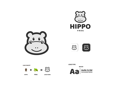 hippo and frog animal app branding design frog hippo icon illustration logo typography ui ux vector