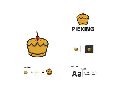 pie and crown app branding cake crown design icon illustration king logo pie typography ui ux vector