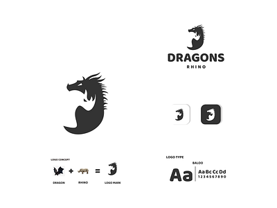 dragons and rhino app branding design dragon icon illustration logo rhino typography ui ux vector