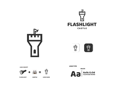 flash light and castle app branding castle design flashlight icon illustration logo typography ui ux vector