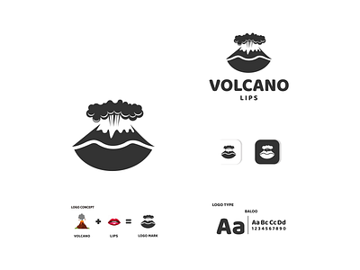 volcano and lips app branding design icon illustration logo typography ui ux vector