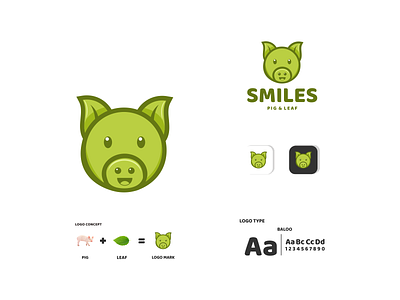 pig green leaf and smile