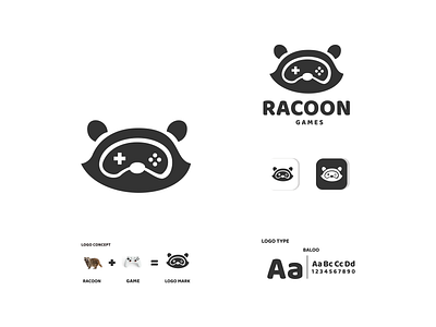 racoon and game animal app branding design games icon illustration logo racoon typography ui ux vector