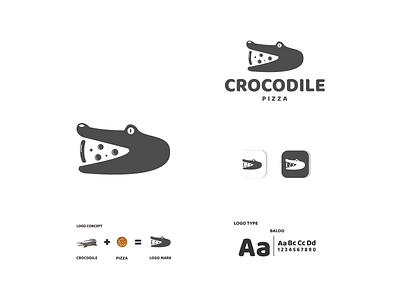 crocodile and pizza animal app branding crocodile design food icon illustration logo pizza restaurant typography ui ux vector