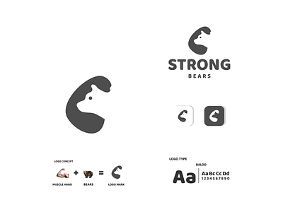 strong and bear animal app bear branding design fitness gym icon illustration logo strong typography ui ux vector