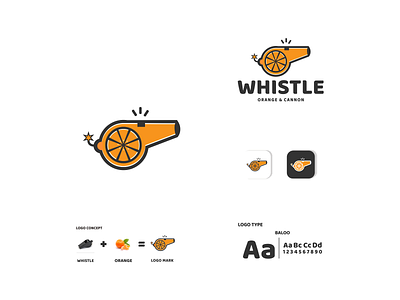 whistle orange and cannon app branding design icon illustration logo typography ui ux vector