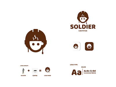 soldier and coffee app army branding coffee design drink icon illustration logo military soldier typography ui vector