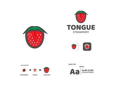 tongue strawberry app branding design fruits icon illustration logo strawberry tongue typography ui ux vector