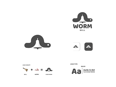 worm and bell animal app bell branding design icon illustration land logo typography ui ux vector worm