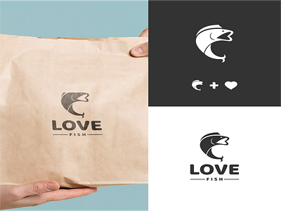 fish and heart app branding design fish icon illustration logo love sea typography ui ux vector