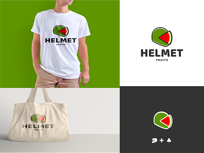helmet and watermelon app branding design fruits helmet icon illustration logo motorcycle safety typography ui ux vector watermelon