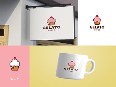 gelato and crown app branding crown design gelato ice cream icon illustration king logo typography ui ux vector