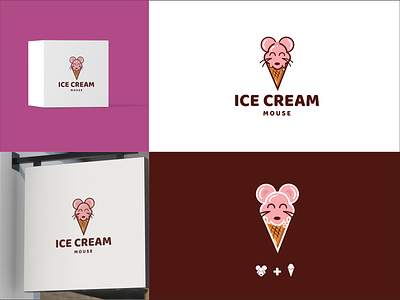 ice cream and mouse animal app branding design ice cream icon illustration logo mouse typography ui ux vector