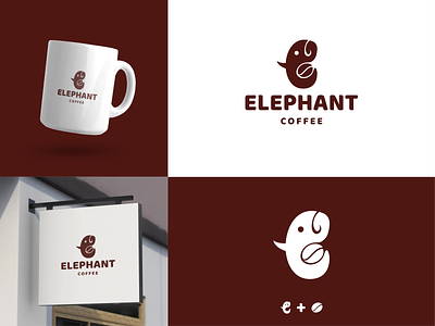 elephant and coffee bean animal app branding coffee design drink elephant icon illustration logo thailand typography ui ux vector