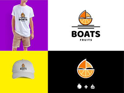 boat and orange slice app boat branding design fruits icon illustration logo orange sea typography ui ux vector