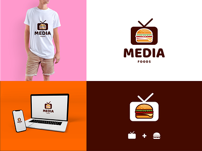 Television and burger app branding burger design foods icon illustration logo media television typography ui ux vector