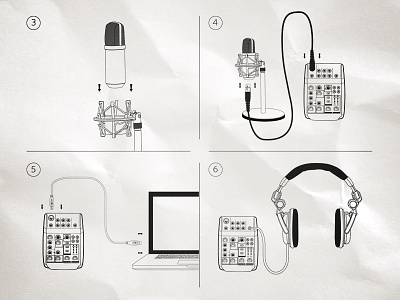 User manual illustrations ai black white illustration manual microphone mixer music paper user