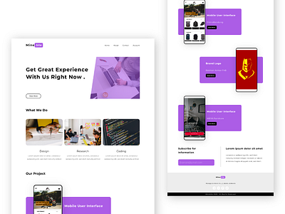 Website UI - MineSite Landing Page adobe illustrator adobe xd art branding coding design drawing graphic design illustration purple research ui ux