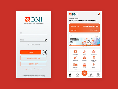 BNI Mobile Banking - Mobile UI Re-Design adobe photoshop bank app bni design graphic design illustration mobile photoshop redesign ui ux