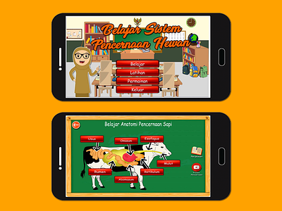 Mobile App - Animal Digestive System animal animation app design drawing flat illustration learning app mobile photoshop product design ui ux