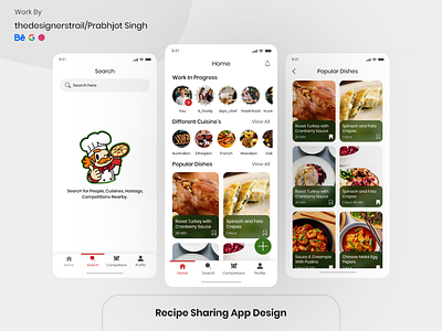 Food Recipes Sharing App UI android app app design branding concept design design flat illustration ios minimal mobile mobileui ui uiux ux vector