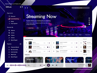 Music Streaming Web App concept design design music music app stream streaming streaming app ui web web app web design web music web streaming website design