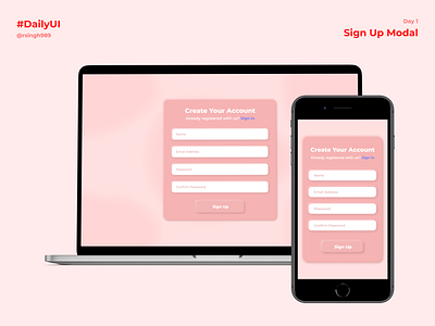 Daily UI Challenge #001 - Sign Up Modal design graphic design ui ux