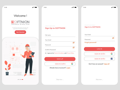 Sign Up and Sign In App Page form modal sign in sign up softnion uiux