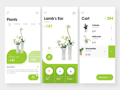 Plants Shop App UI Design app design flat green illustration illustrator plants platform shop system ui ux web website