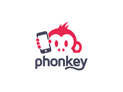 Phonkey flat logo mobile monkey phone