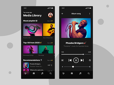Album song app figma design ios app design music app design