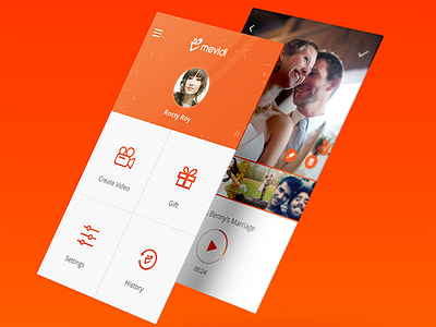 Mevidi App gift memory mevidi app moments orange photo photo app play slideshow uiux video wedding