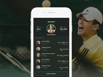 Game Set Stat - Online Score Tracker App for Tennis Players design illustration iphoneapp mobile app realtime tennistracker ui
