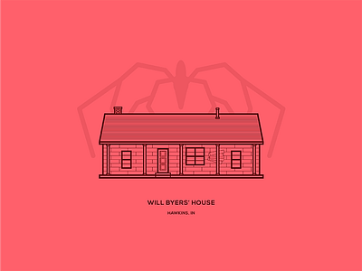 Simple City Illustration of Will Byer's House in Stranger Things architecture building house illo illustration minimalism monster netflix pop culture simplicity stranger things tv