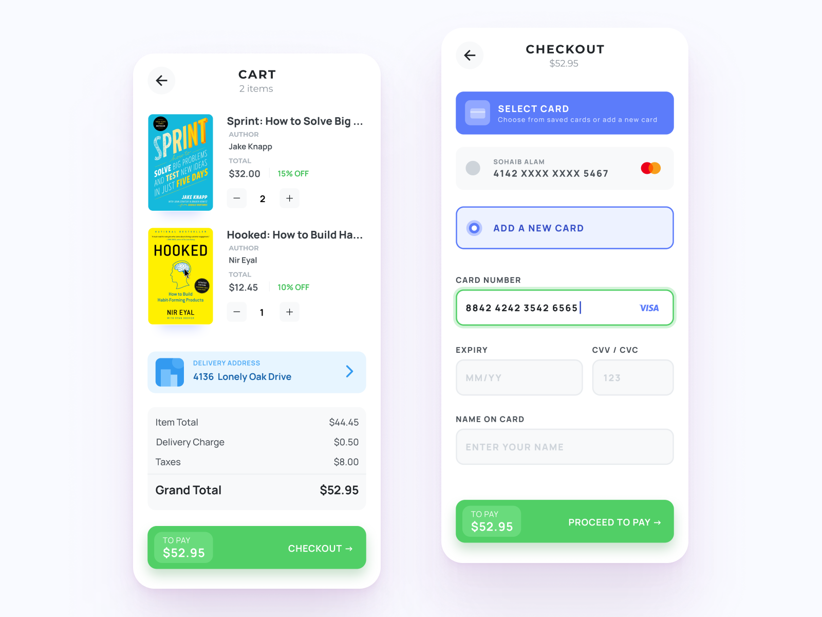 Shopping App checkout by Sohaib Alam on Dribbble