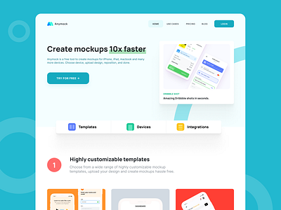 Anymock - Device Mockup app daily ui dailyui dailyui 003 design figma figmadesign hero landing page minimal minimalist mockup template typography ui ui design ux web design website website design