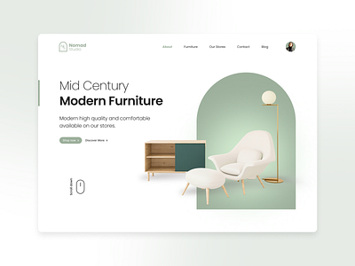 Furniture Exploration branding creative design creative direction design furniture gradient header hero landing landing page page ui ux visual identity web website