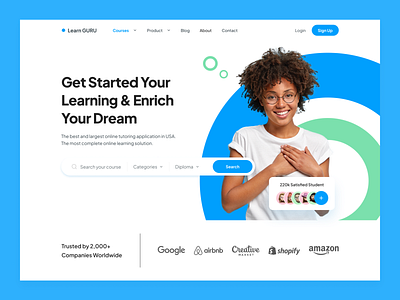 Learn Courses - Hero branding design hero hero banner hero section homepage landing page ui uiux website