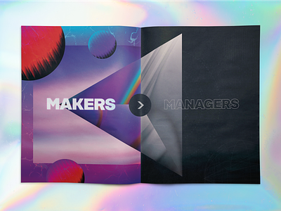 Makers > Managers 80s chicago design development gradients illustration mailer makers marketing print vaporwave