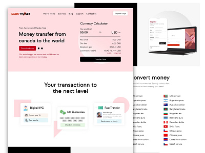 Send Money canada concept conversion design finance layout mobile money remittance ui ux website