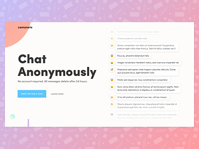 Camonote - The Anonymous Chat Application 90s demo design mockup prototype redesign styleguide ui ux web website wireframe