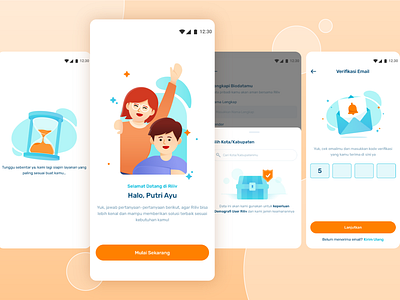 UI Onboarding Page calm cheerful email fresh friendly hello illustration letter minimalist notification onboarding profesional safe box sand time ui design ui illustration white