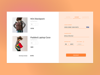 Daily UI Challenge #002 Credit Card Checkout ui