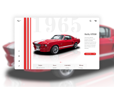 Mustang - Vintage Car Website 1965 antique automobile car classic fast ford minimal mustang red retro roads shelby speed style supercar ui vinatge website white