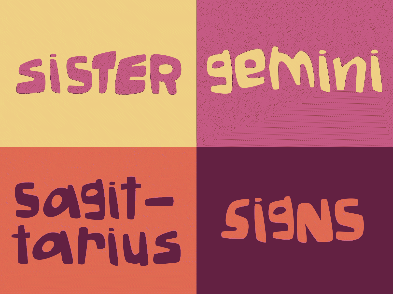 sister signs { gemini + sagittarius } 2d animation astrology design gemini graphic design horoscope illustration motion design sagittarius sister signs type typography zodiac